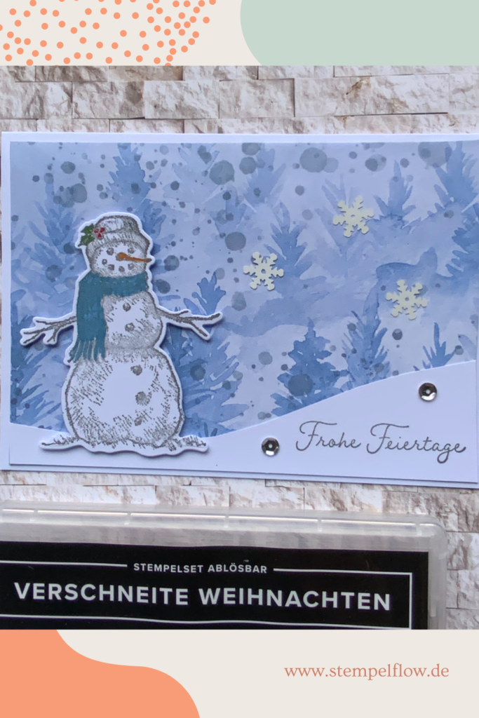 Weihnachtskarte mit dem Stempelset „Verschneite Weihnachten“ und den Stanzformen „Verschneite Zeiten“.